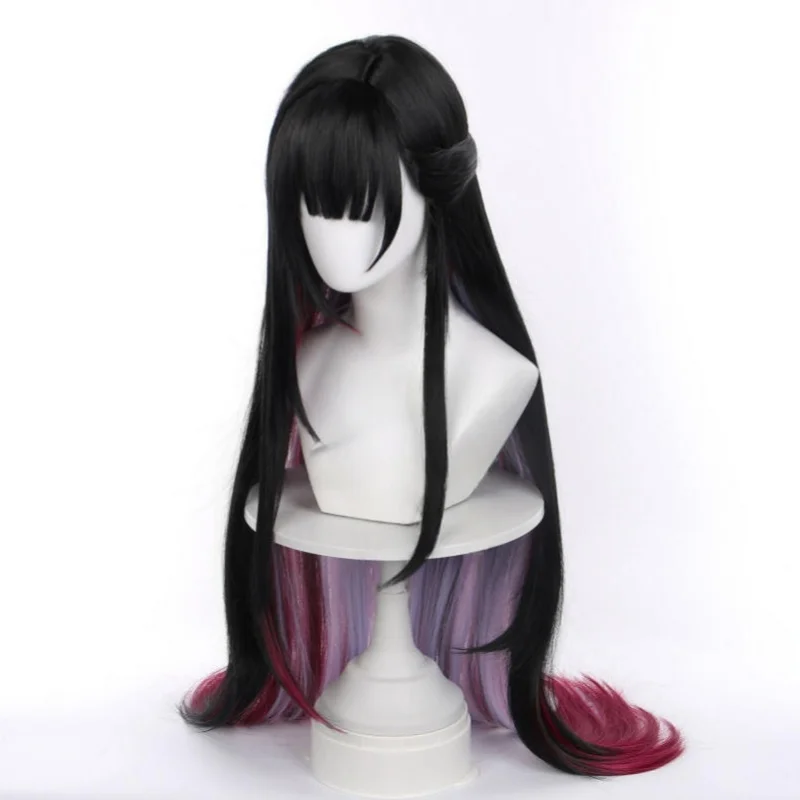 HSR Helektra Cosplay Wig Hysilens Black Purple Red Mixed Wig Cosplay Heat Resistant Synthetic Wig Halloween Costume + Wig Cap