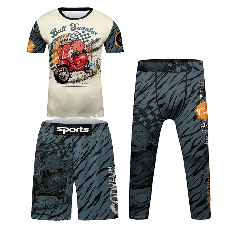 Bambini MMA BJJ Tuta Jiu Jitsu Rashguard Quick Dry Training Abbigliamento da palestra Ragazzo Bambini Boxe Tuta sportiva Set da corsa Abbigliamento sportivo