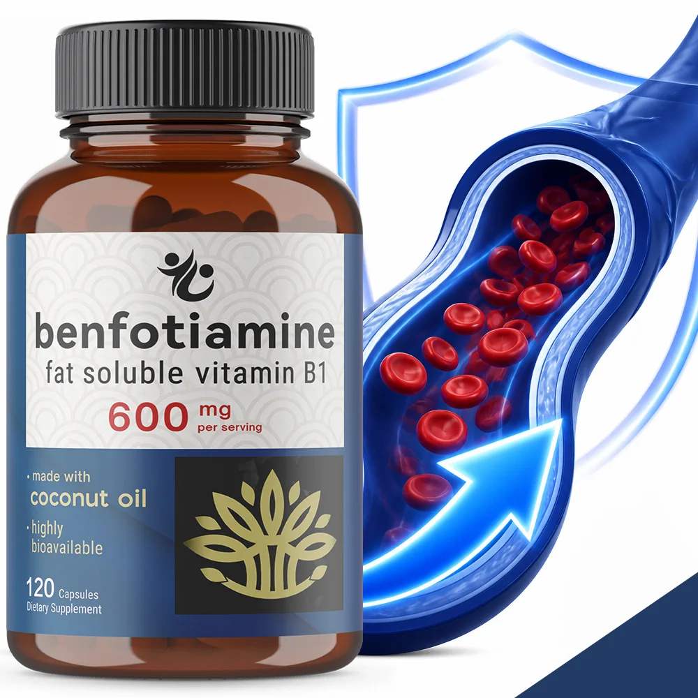 Benfotiamine 600mg Per Serving, Fat-Soluble Vitamin B1 for Men & Women | Non-GMO, CGMP Manufactured