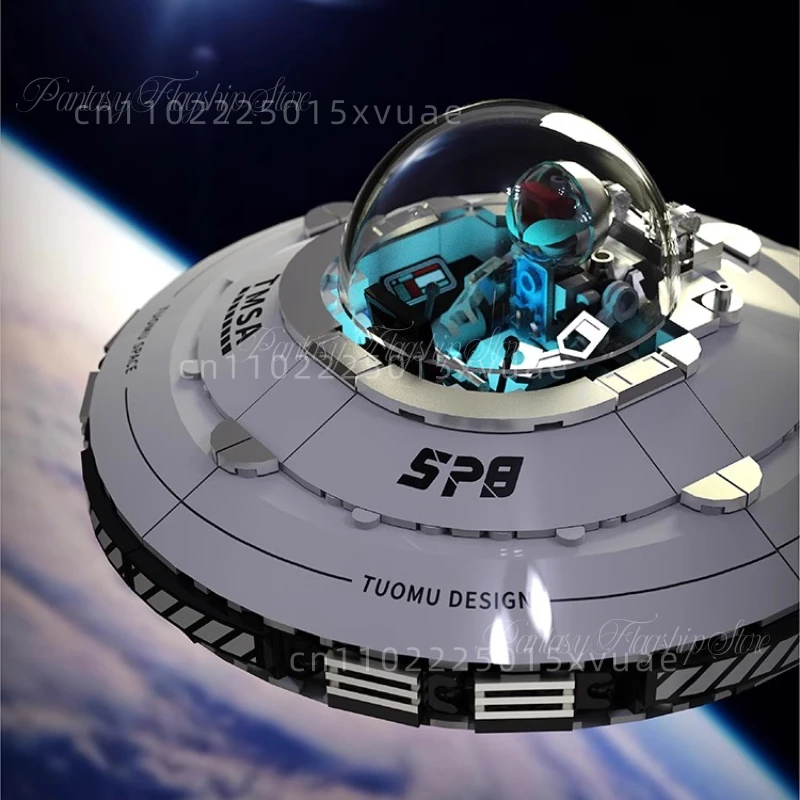 جديد الحديثة الإبداعية UFO الصحن الطائر بنة التكنولوجيا الفائقة سفينة الفضاء التجمع لعبة نموذج جمع زخرفة هدية للأطفال