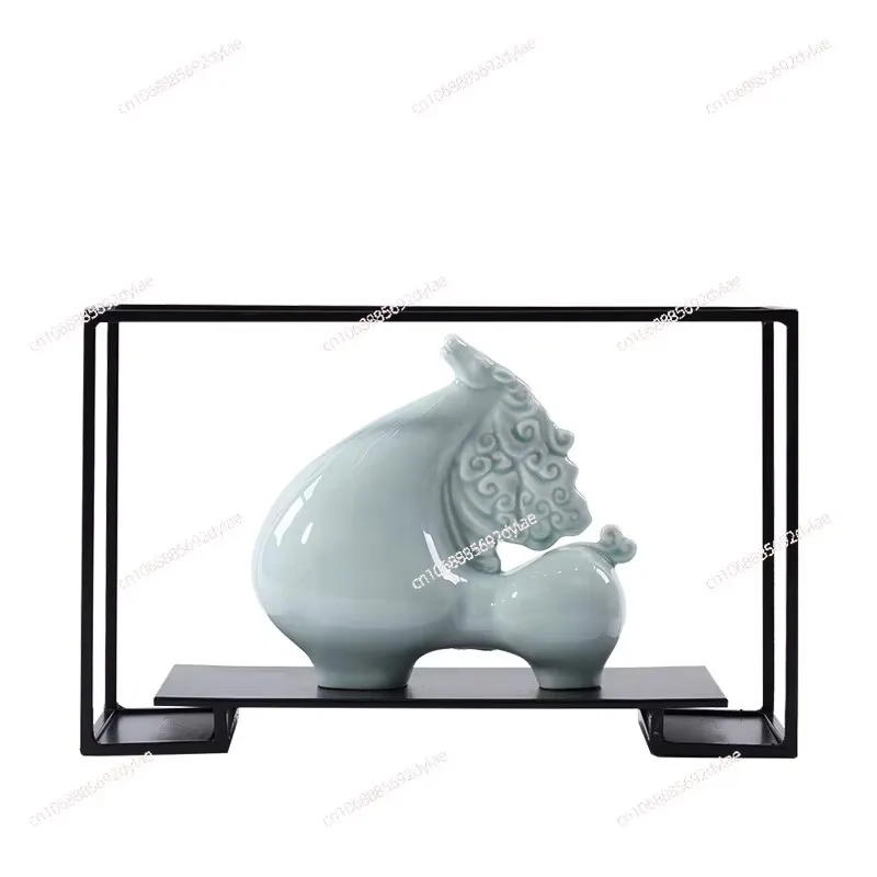 

Celadon Horse Leader Boss Офисное украшение для рабочего стола Украшение чайной комнаты