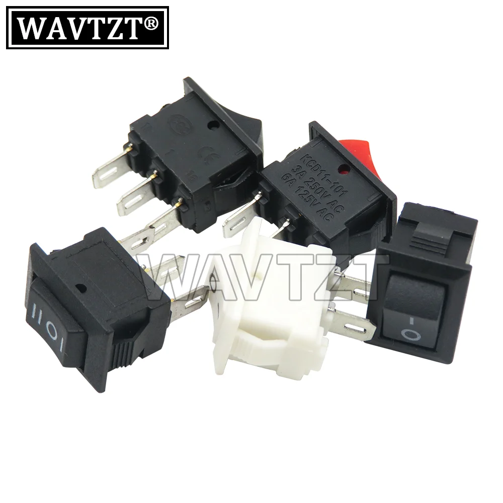 10PCS Push Button Switch 10x15mm 2Pin 3pin 3A 250V KCD11 Snap-in on off boat Rocker Switch 10MM*15MM Black Red White SPST