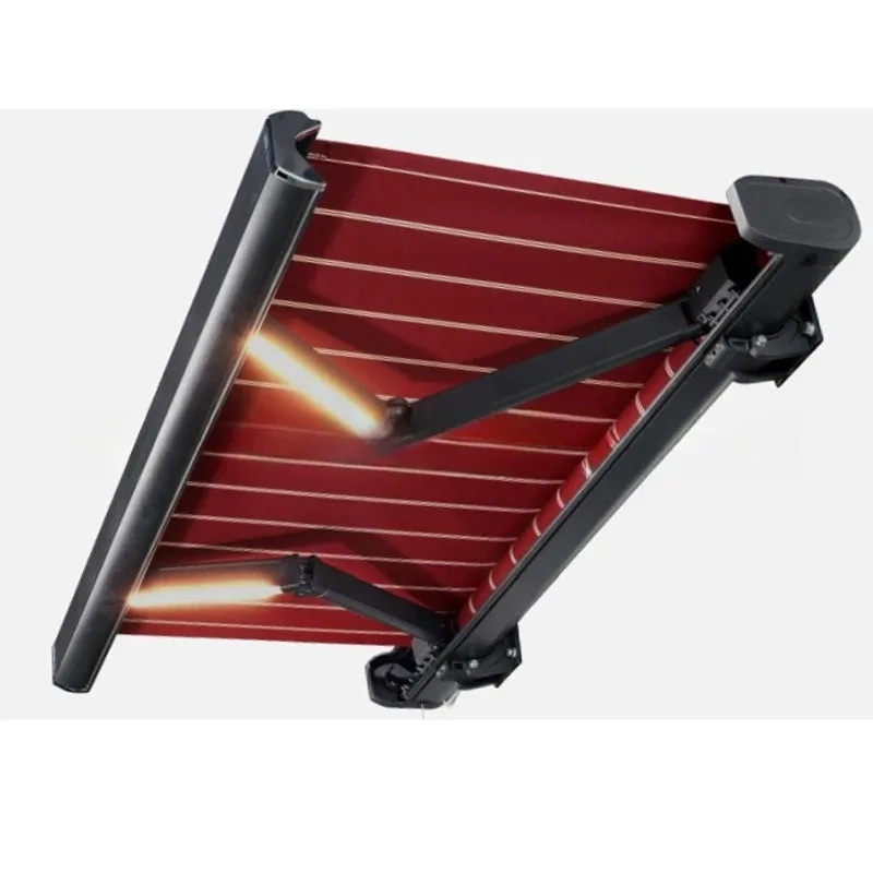 

Aluminum outdoor canopy telescopic sunshade rainproof sunscreen courtyard balcony electric sunshade with light