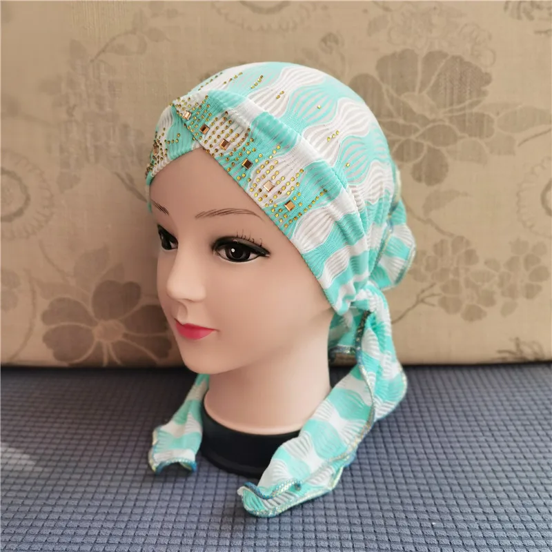 

H089 fashion turban hijab with many sequins stones muslim hijabi scarf islamic headscarf hat headwrap Cancer Chemo Hat