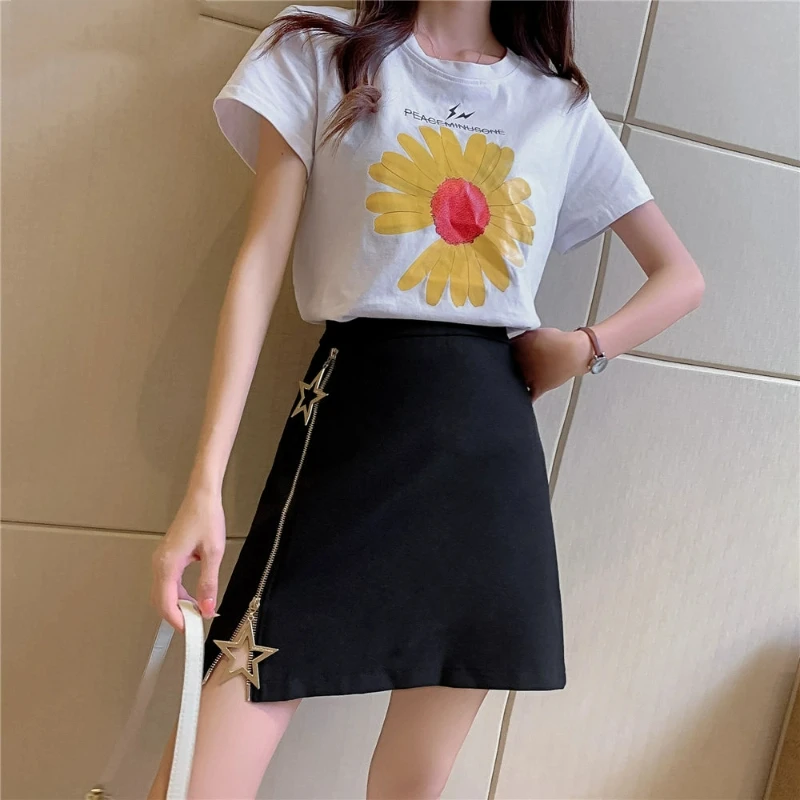 الربيع والخريف نمط جديد عالية الخصر تنورة ألف خط تبدو رقيقة، عصرية نصف الجسم تنورة، نجمة خماسية الزخرفية قصيرة #2