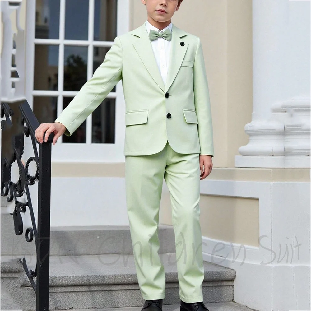 Kid's Costume Boy Suit Two Piece Notch Lapel Single Breasted Customized Children Clothing(Jacket+Pants) Festival Boys Set
