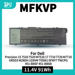 91Wh MFKVP GR5D3 Battery for Dell Precision 15 7510 7520 M7510 17 7710 7720 M7710 Series M28DH 1G9VM T05W1 0FNY7 TWCPG 451-BBSF