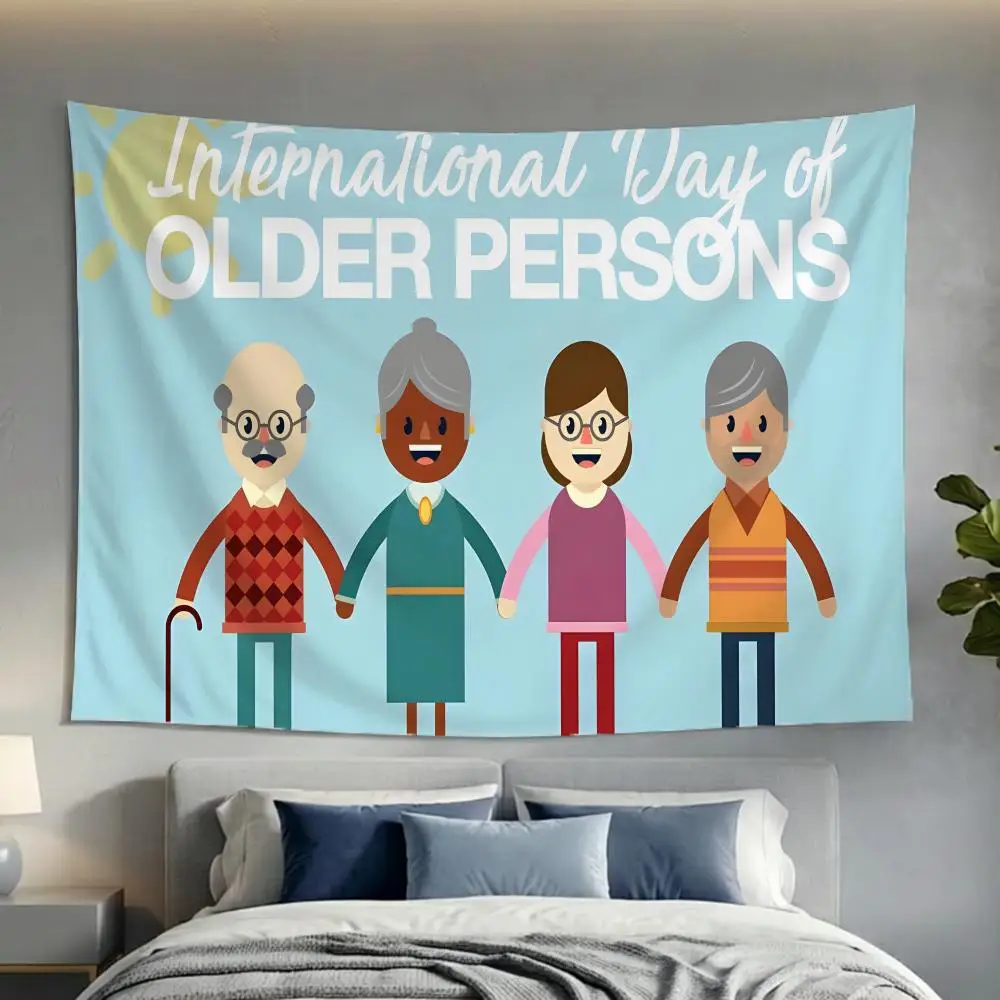 Minimal Casual Modern O-OLD PEOPLES DAY Sign Tapestry Soft Lightweight Wall Art Decor for Living Home Room Bedroom