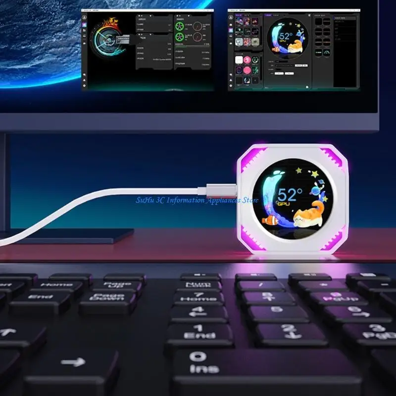 

Plugs and Play PC Case Secondary Display 2.1In IPS Display Panel Real Time Hardware Data Trackings Gaming Accessory