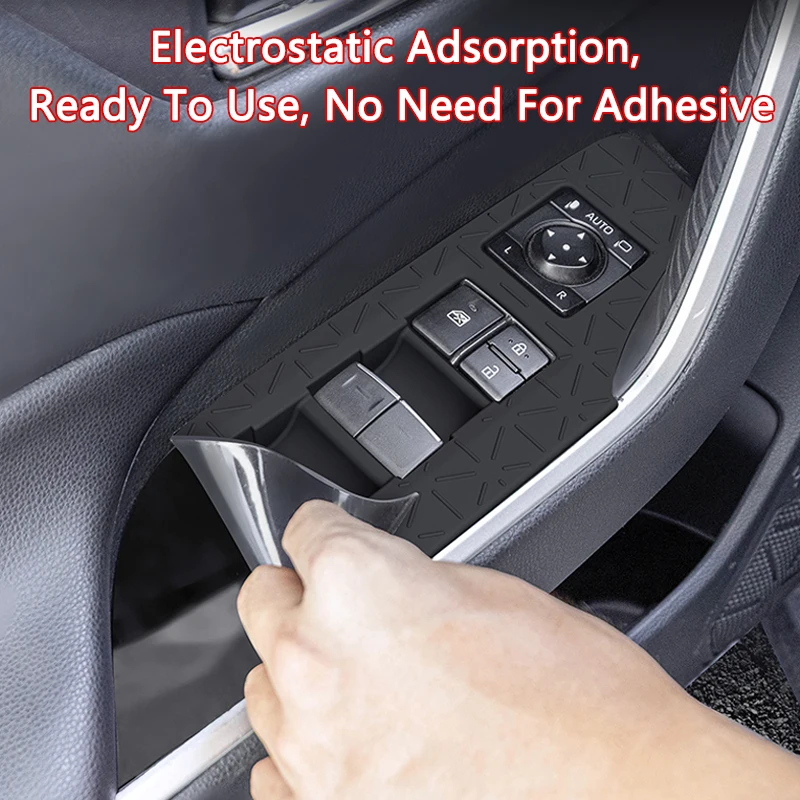 نافذة السيارة رفع لوح أزرار حصيرة سيليكون حماية المضادة للانزلاق الباب لوحة أزرار الوسادة صالح لتويوتا RAV4 20-25 الملحقات الداخلية