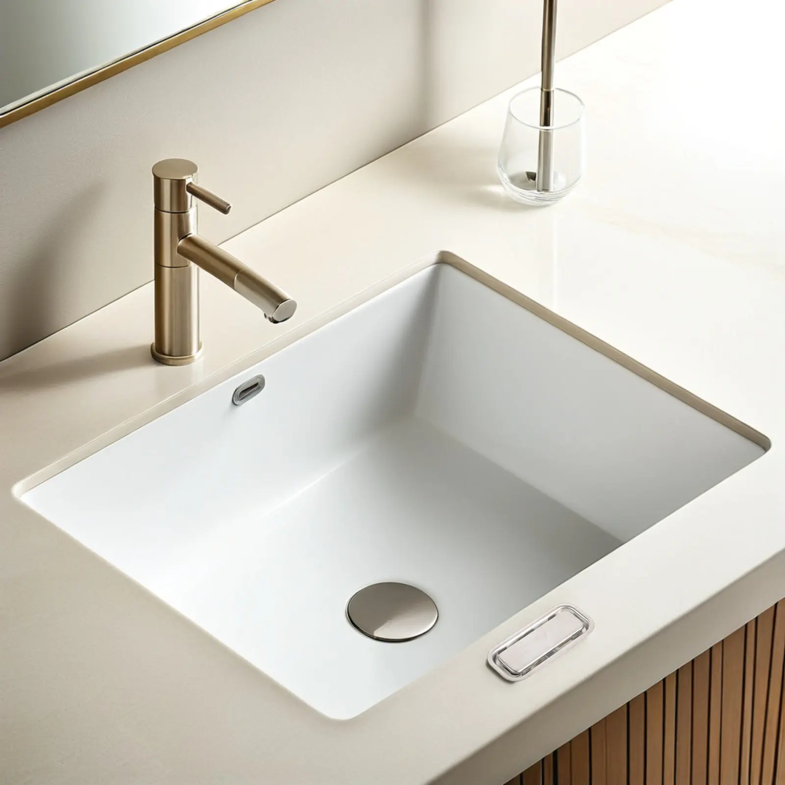 Kitchen Sink Overflow Cover Stainless Steel Rectangle Drain Cap Overflow Protection Replacement Sink Hole Cover