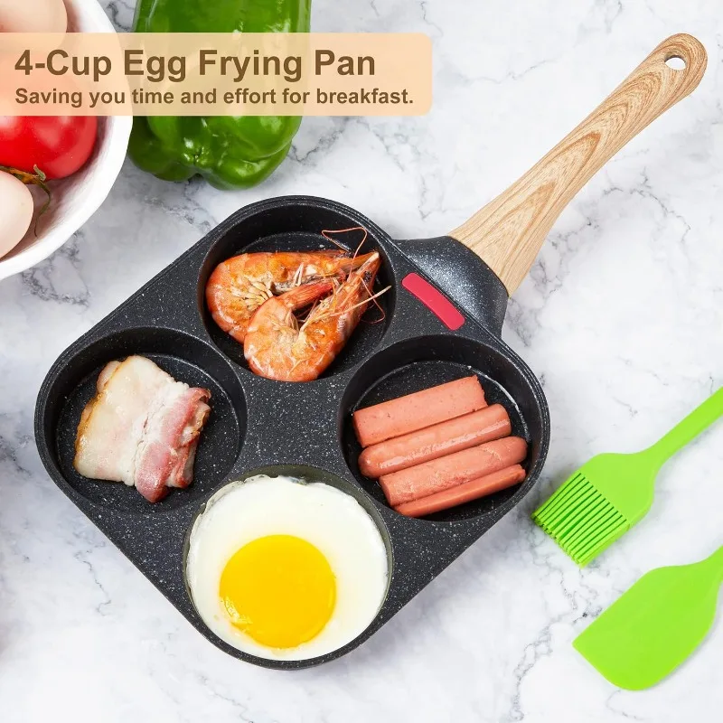 Egg Frying Pan, 4-Cup Egg Pan Nonstick, Fried Egg Pan Skillet for Breakfast, Pancake, Hamburger, Sandwiches,