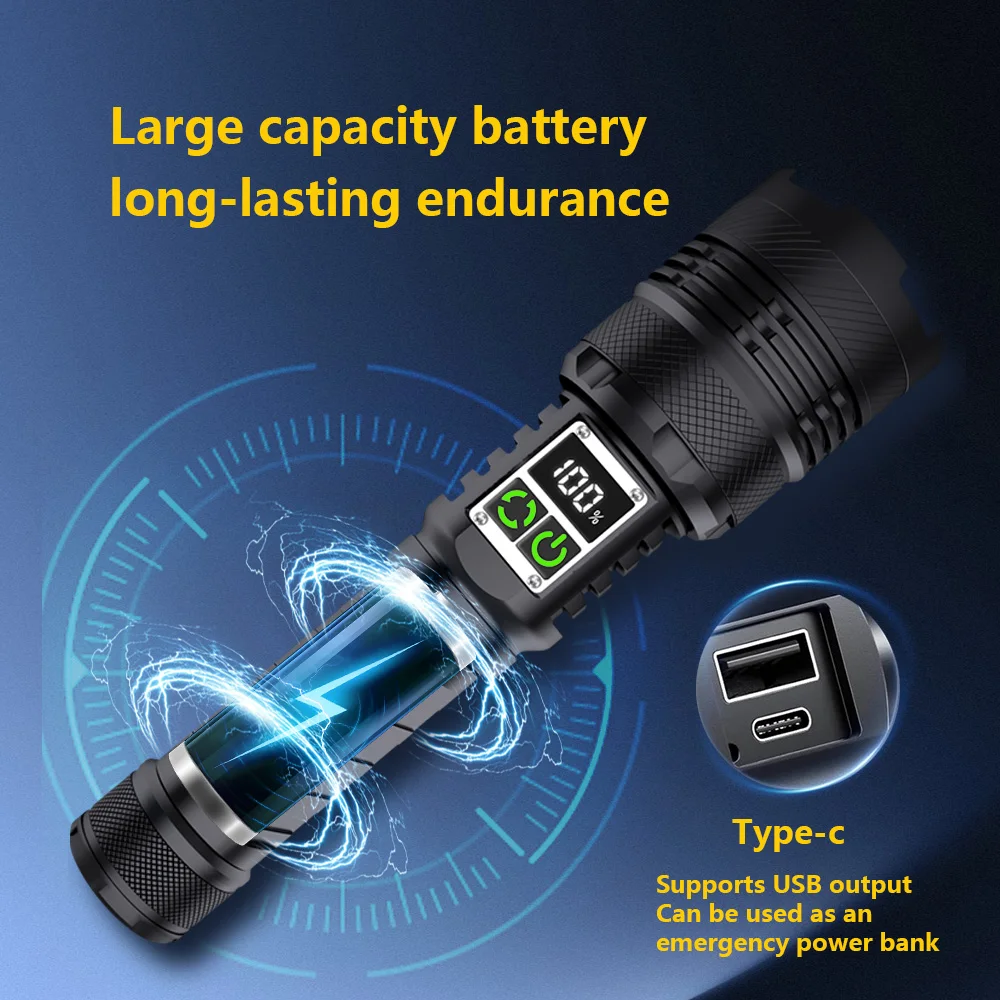 Most Powerful Explosion-proof LED Flashlight Strong Light Lantern USB Rechargeable Long Range Tactical Torch Lamp