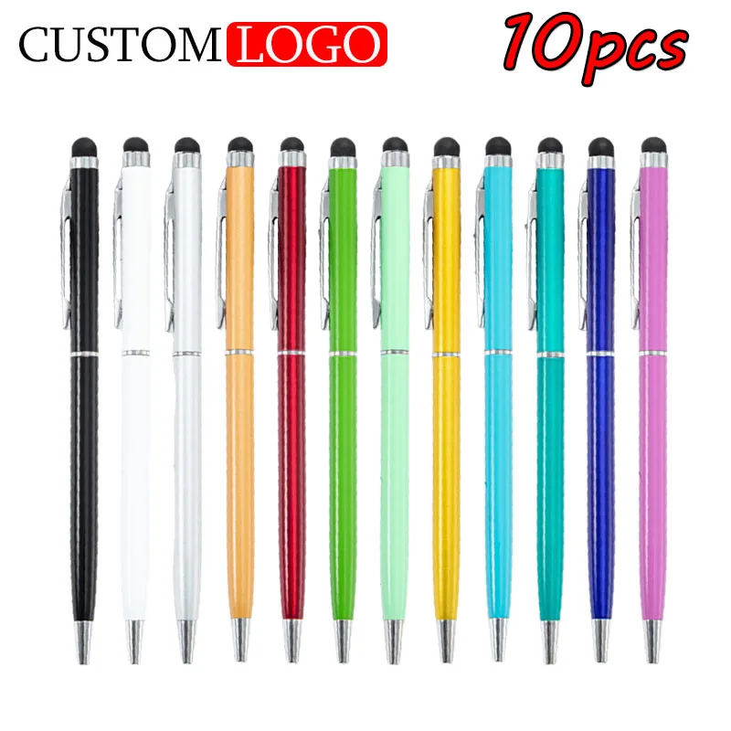 

10pcs Metal Aluminum Rod Touch Screen Mobile Phone Touch Ballpoint Pen Custom LOGO Advertising Gift Promotion Ballpoint Pens