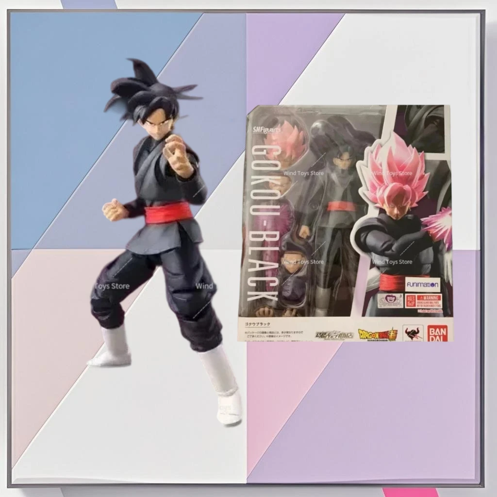 

100% Original Bandai Shf SH Figuarts Dragon Ball Goku Gokou Black Action Figures Anime Model Toys Figure Pink Hair PVC gifts