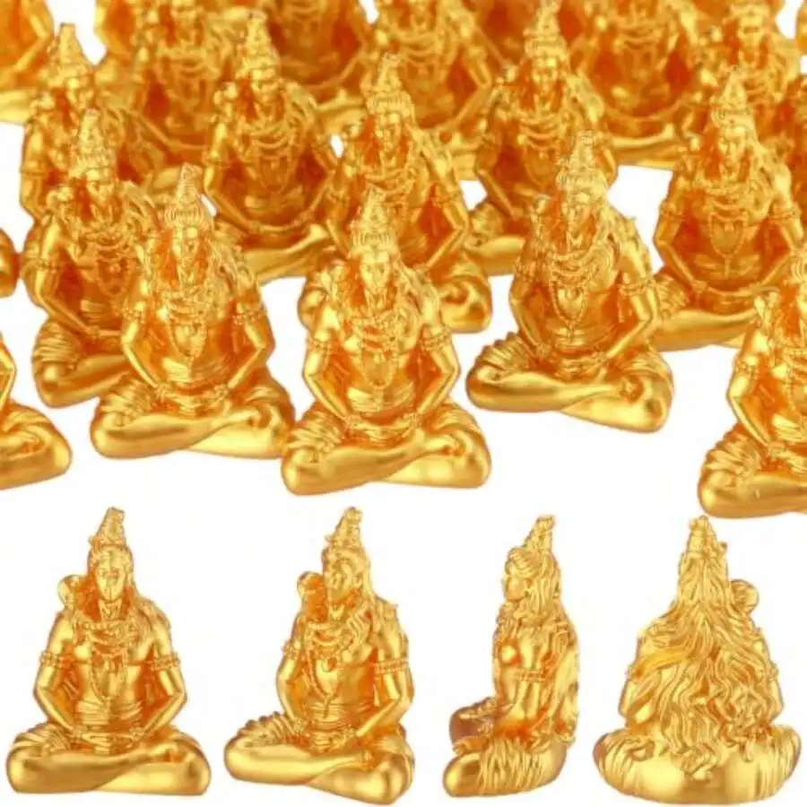 30 Pcs Mini Gold Shiva Statues Bulk Small Hindu Deity Figurines Resin, Miniature Lord Shiva, Tiny Mahadeva Idols, Home Mandir, M