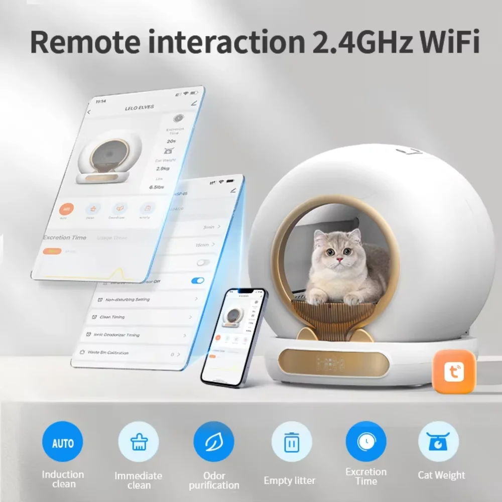 Newest Automatic Self-Cleaning Cat Litter Box 65L Smart TUYA APP Control for Multiple Cats