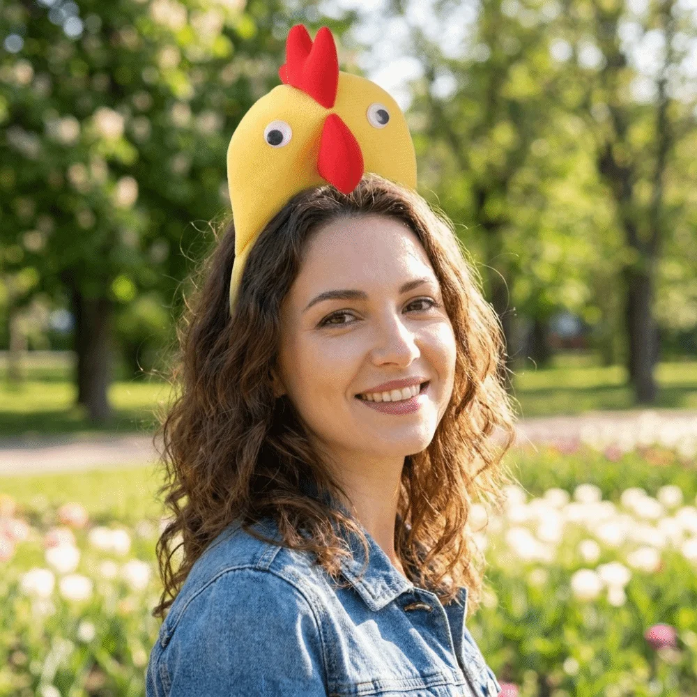 Decorative Cartoon Chicken Headband 3D Funny Chick Headwear Adorkable Cute Novelty Headband Festival