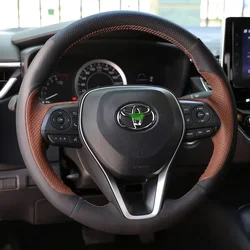 Customized Hand Sewing Car Steering Wheel Cover for Toyota Camry Avalon Corolla Highlander Wildlander Leather Car Accessories