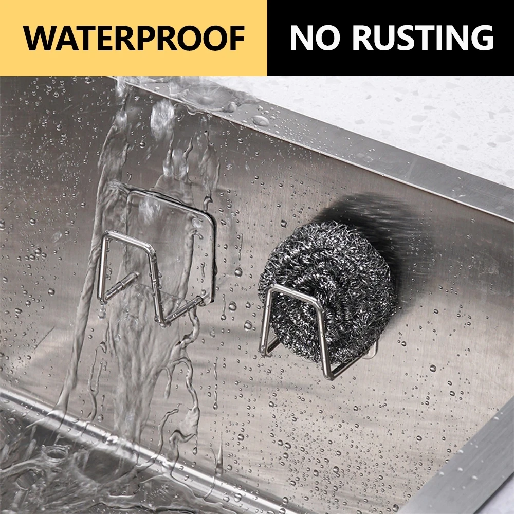 Xiaomi Sink Sponge Rack Drain Storage Shelf Stainless Steel Kitchen Wire Ball Rag Organizer Holder Self Adhesive Storage Rack