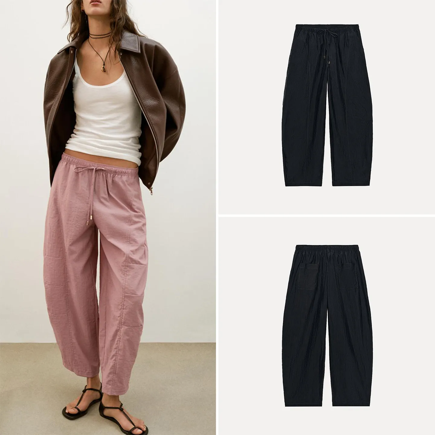 

Женские модные брюки-карго на резинке, весна 2026, повседневные, стильные, со средней посадкой, удобные, в уличном стиле