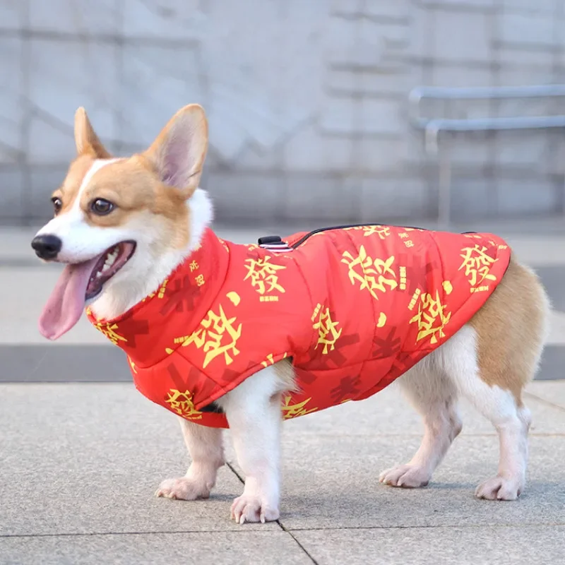 חורף סיני השנה חדשה הכלב בגדים לרתום אפוד מעיל גדול גדול כלב מעיל tang חליפת פודל קורגי זהב האסקי תחפושת