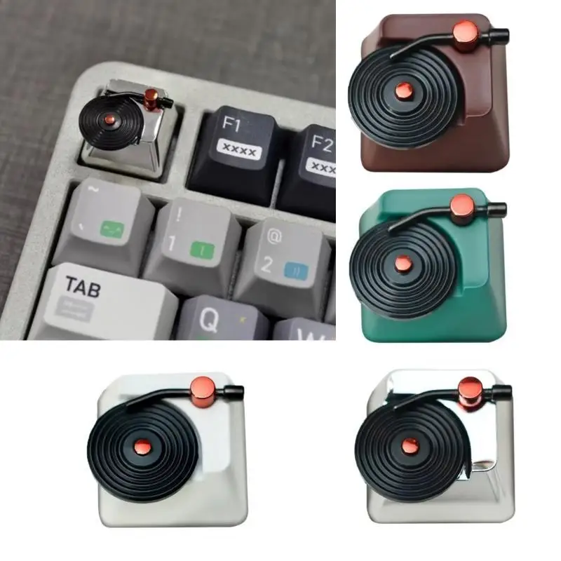 652F Artisanal Stainless Steel Keycap 3D Vinyls Record Keycap for Keyboards Customization
