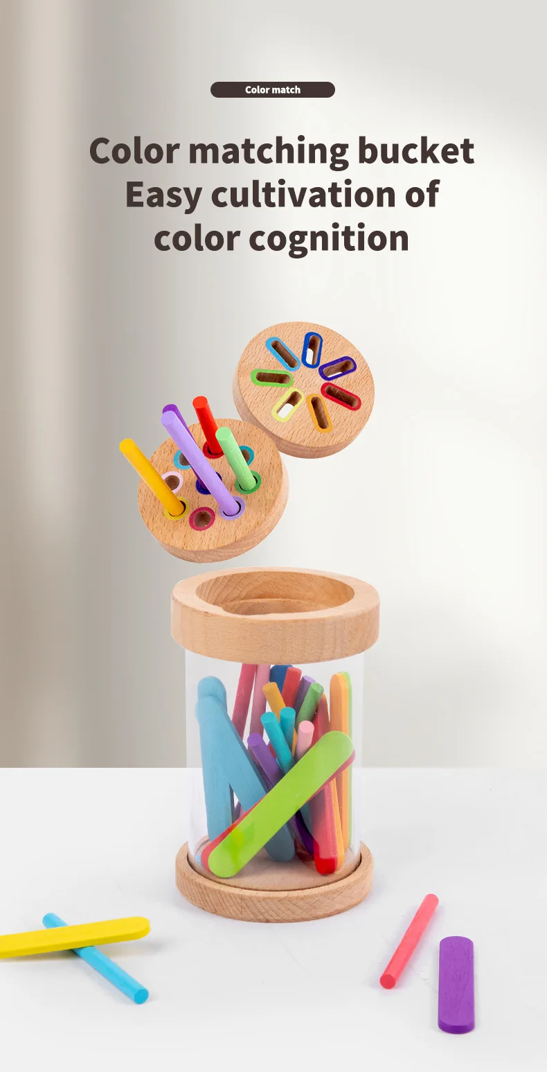 Montessori Spielzeug Holz Farbe Sortierung Spielzeug Feinmotorik Sensorische Matching Spiele Pädagogisches Kind Spielzeug Für 1-3 Jahre alt 3 + Geschenk – Detail 7