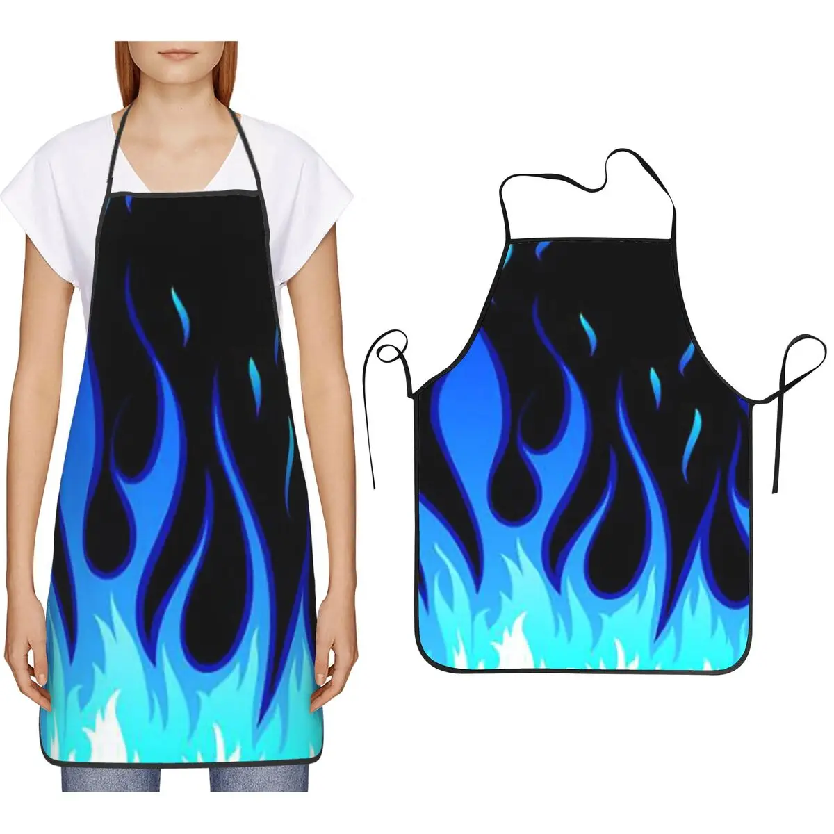 Big Fire Flames Burning Flame Aprons Chef Cooking Cuisine Tablier Bib Kitchen Cleaning Pinafore for Women Men Painting