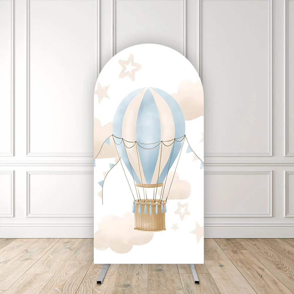 Mehofond Hot Air Balloon Pink Blue Baby Shower Arched Wall Cover Backdrop Newborn 1st Birthday Arch Wall Double-sided Background