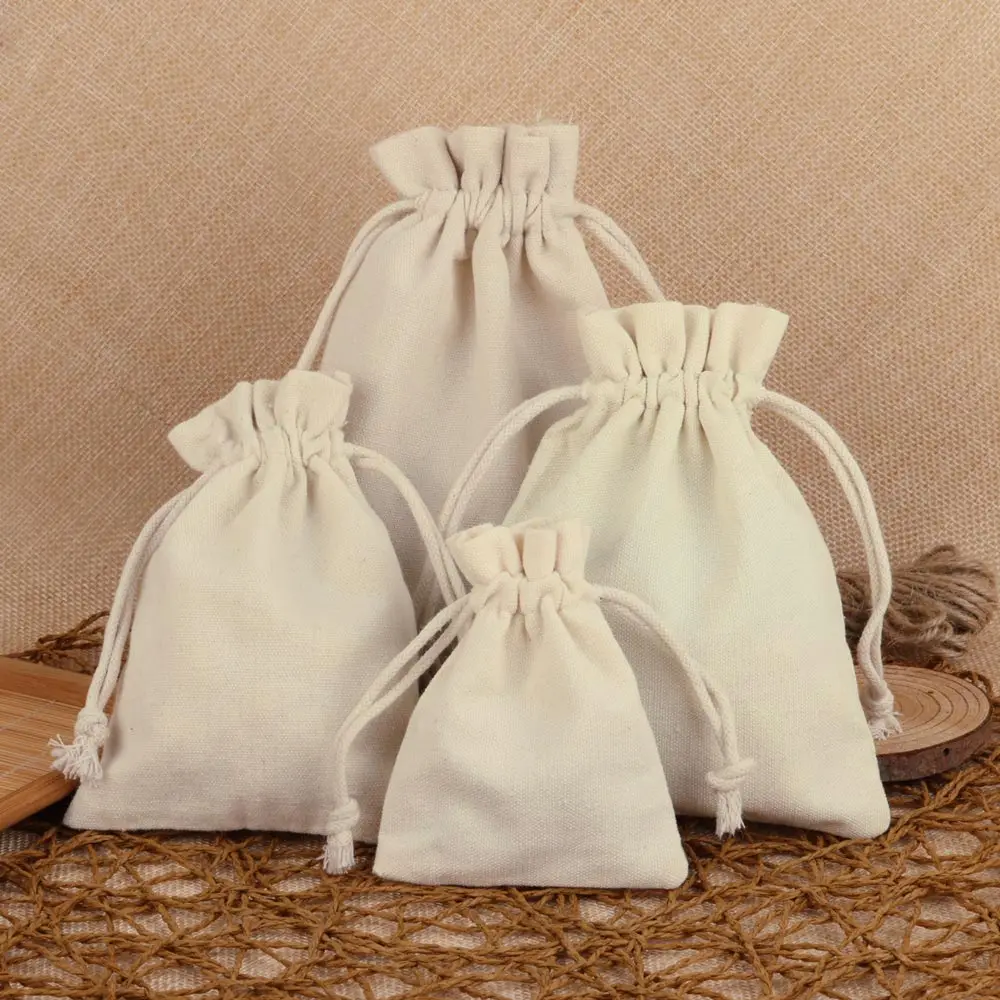 10 pz/lotto nuovo pacchetto di tela tasche confezione di gioielli sacchetti di bustine di cotone tasche di canapa per ornamenti