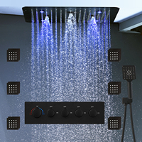 2024 20inch 50x50cm Shower Head Panel Faucet Rain Mist Laterfal Jets Thermostatic Valve Mixer System SPA Massage Set