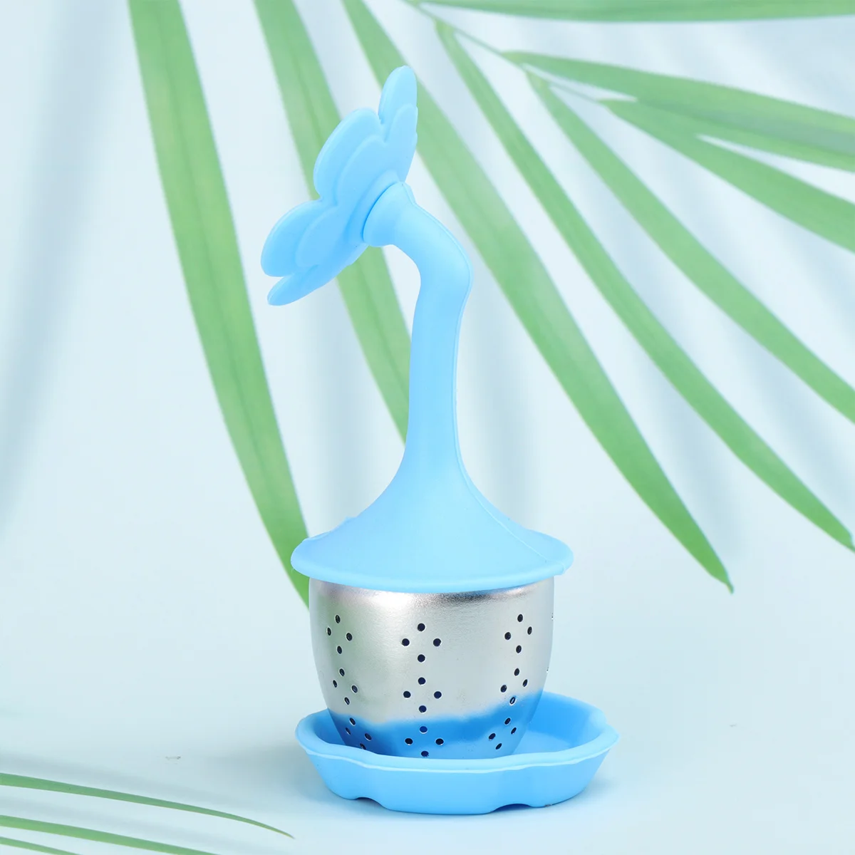 

Silicone Flower Potted Tea Filter Blue Food-Grade Loose Leaf Tea Infuser Strainer Steeper for Teapots Cups Easy Use Portable
