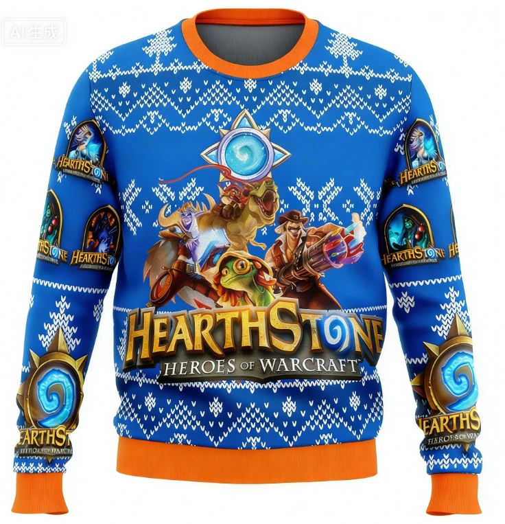 سترة بغطاء للرأس بأكمام طويلة مطبوعة ثلاثية الأبعاد من Hearth Stone Alt Ugly Christmas للرجال والنساء، سترة رياضية كاجوال للاستخدام الخارجي #2