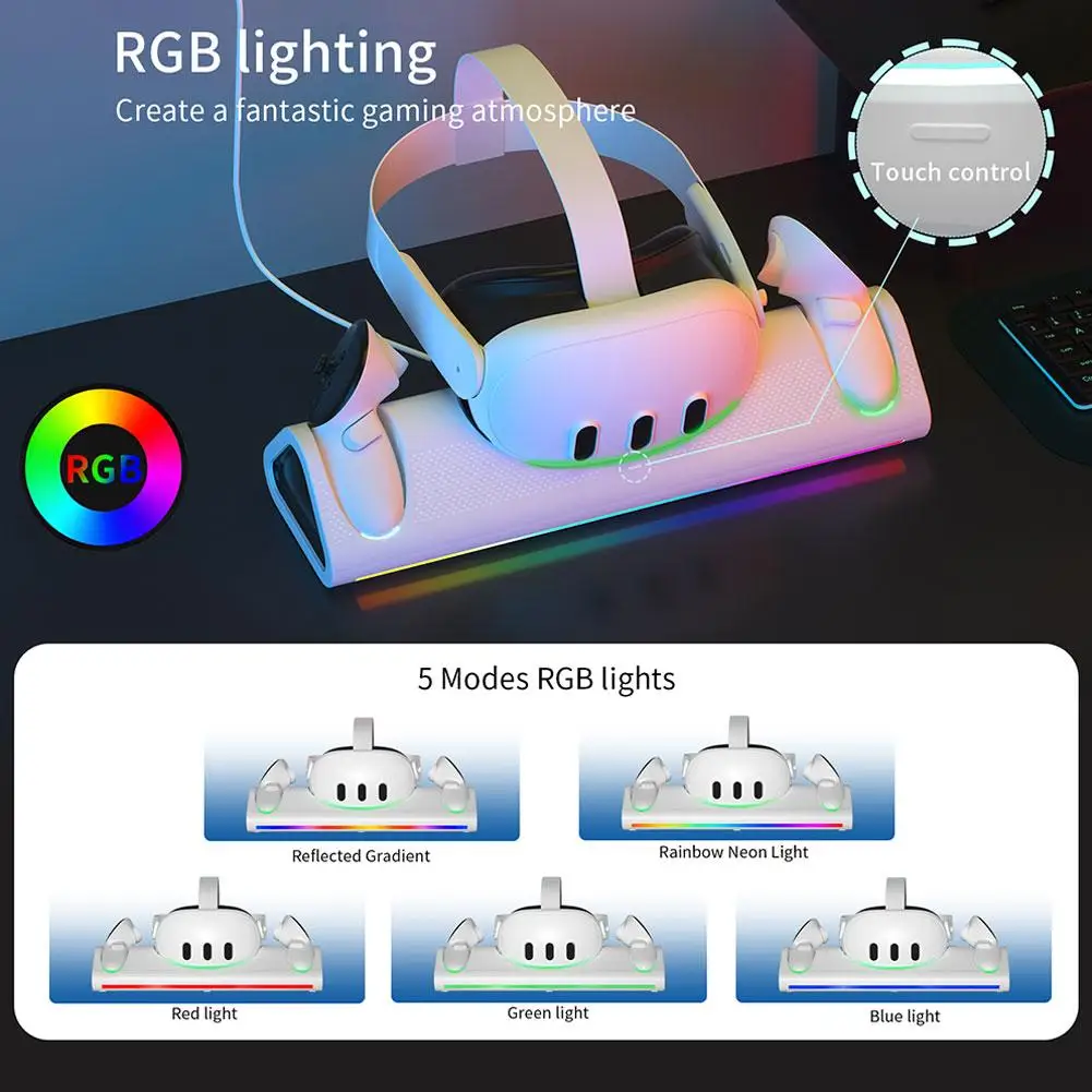 

For Meta Quest 3 Head Display And Controller Magnetic Contact LED RGB Indicator Base Protection Overvoltage Overcurrent Cha P0R8