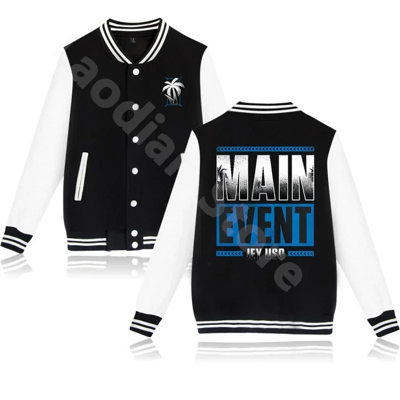 Jey Uso main event baseball jacket fashion clothing unisex baseball uniform hip hop style long sleeve women men casual jackets