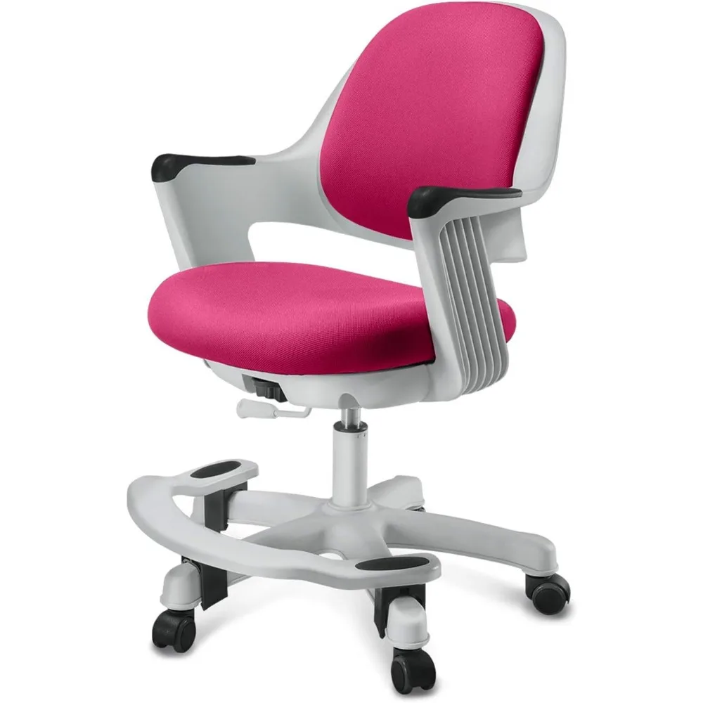 Adjustable Seat, Comfy Comfortable Cushion Computer Task Chair, Smooth Rolling Wheels for Student and Children, Rosie Pink