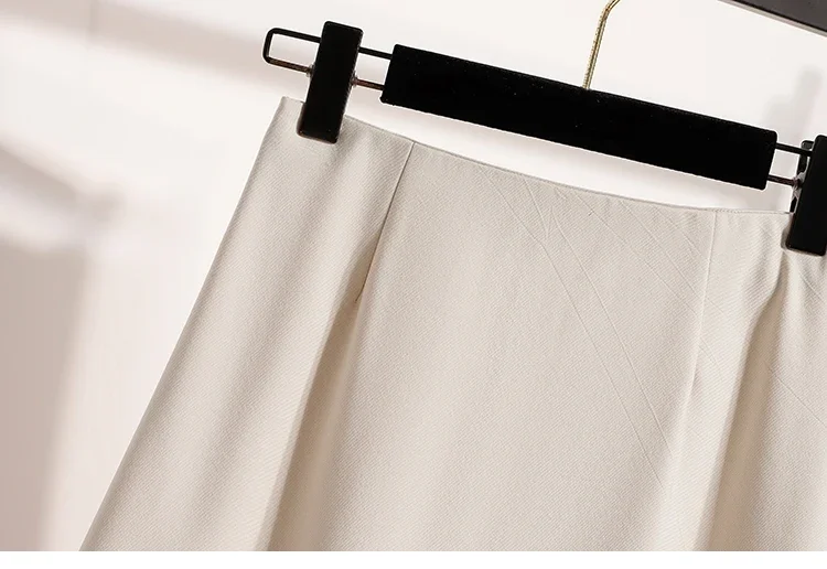Koreanischer Stil Einfarbiger Hochtaillierter Elastischer Rock für Damen A-Linie 2026 Frühling Herbst Neu Elegant Vielseitig Alltagsrock – Detail 9