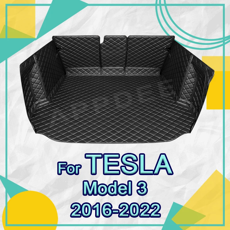 

Auto Full Coverage Trunk Mat For Tesla Model 3 5-Seat 2016-2022 21 20 19 18 17 Car Boot Cover Pad Interior Protector Accessories