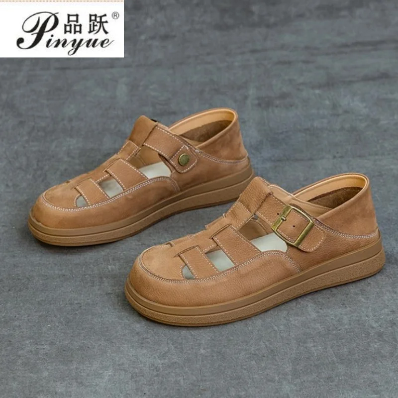 

3.5cm Cow Weave Genuine Leather Flats Mary Jane Slippers Pumps Flats Women Boots Summer Platform Wedge Sandals Slippers Sandalia