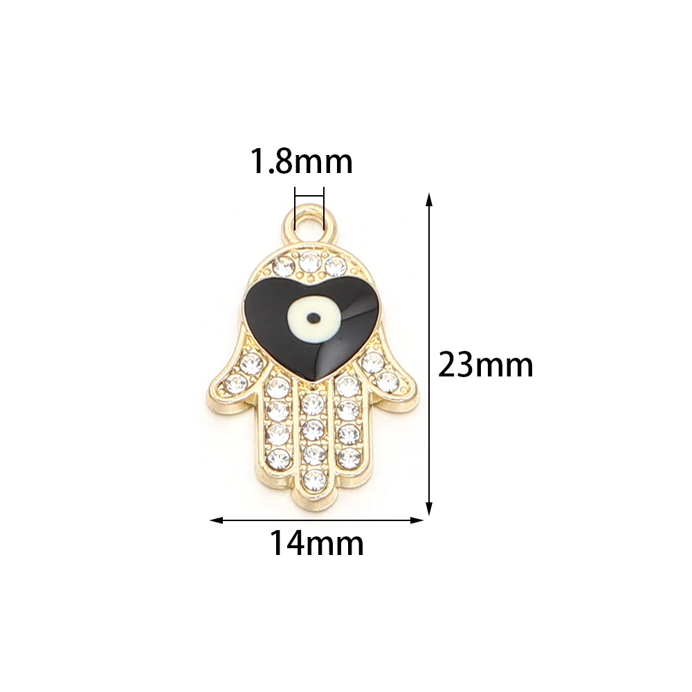 10Pcs/Lot Hand Shape with Crystal Eyes Vintage Alloy Charms For Jewelry Making Handmade DIY Bracelet Earrings Necklace Pendant view 3