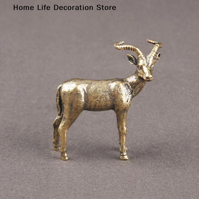 【H】Vintage Brass Leader Sheep Statue Desktop Ornament Metal Cute Figurines Miniatures Home And Office Decoration Car Ornaments
