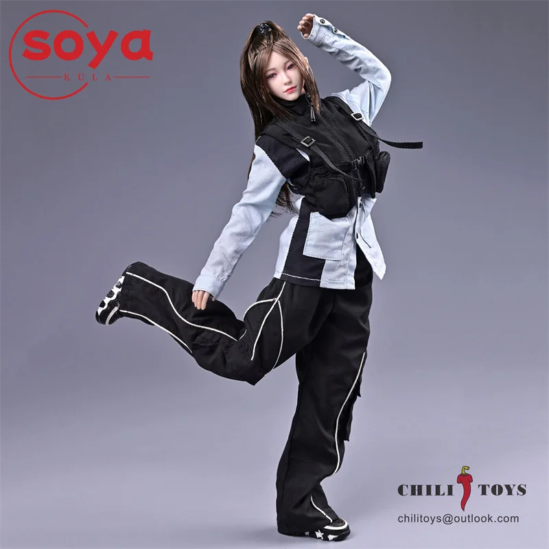 ألعاب الفلفل الحار 1/6 سترة نسائية بنمط وظيفي واسعة الساق برباط ملابس نموذج مناسب 12 بوصة دمى جسم على شكل جندي #6