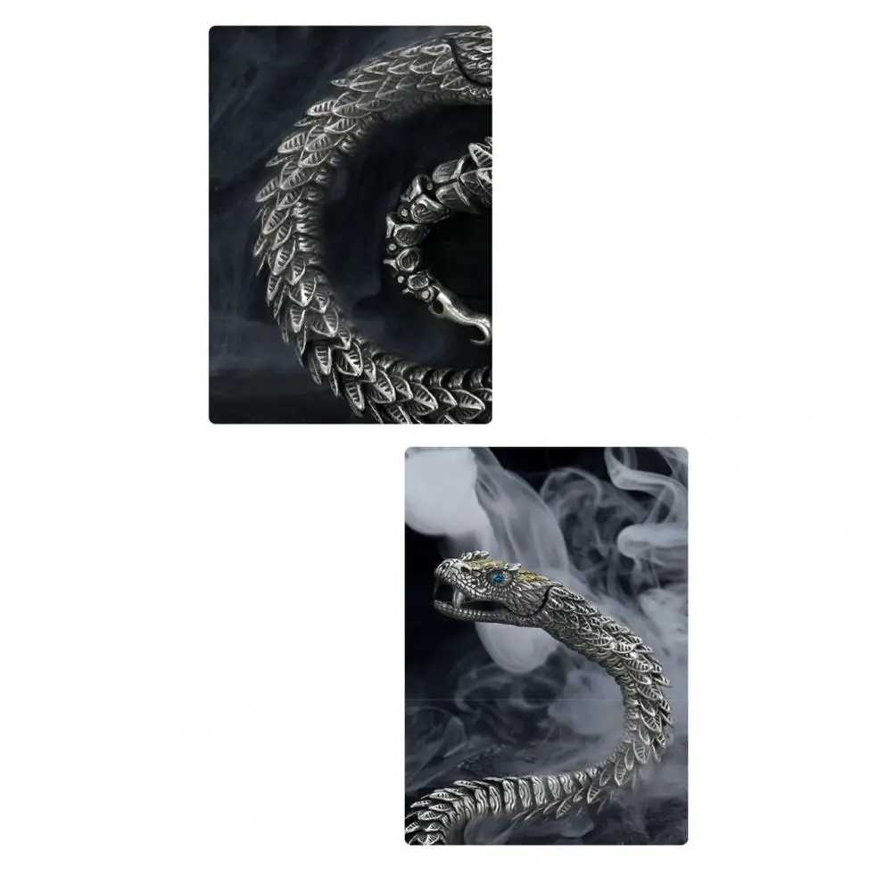 Versatile Bracelet Vintage Hop Men’s 3d Snake Bracelet Good Luck Prosperity Bangle Birthday Wedding Gift Accessory for Stylish
