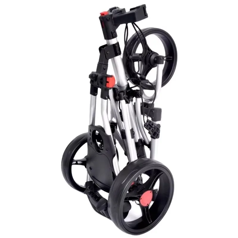 Latest Golf Push Trolley Quick Fold Height Adjustable 3-Wheel Durable Aluminium Frame Advanced Mobility