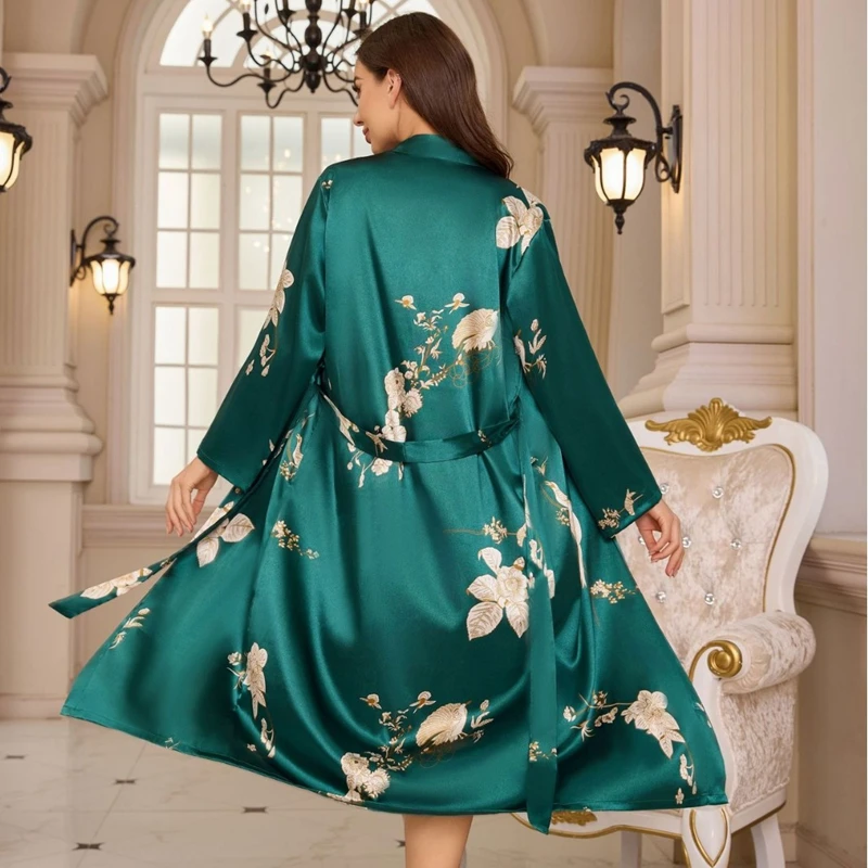 

Кимоно, ночная рубашка, элегантный атласный халат для женщин, летняя одежда для сна, мягкая роскошная домашняя одежда для подружек невесты, домашняя одежда, спа-халаты