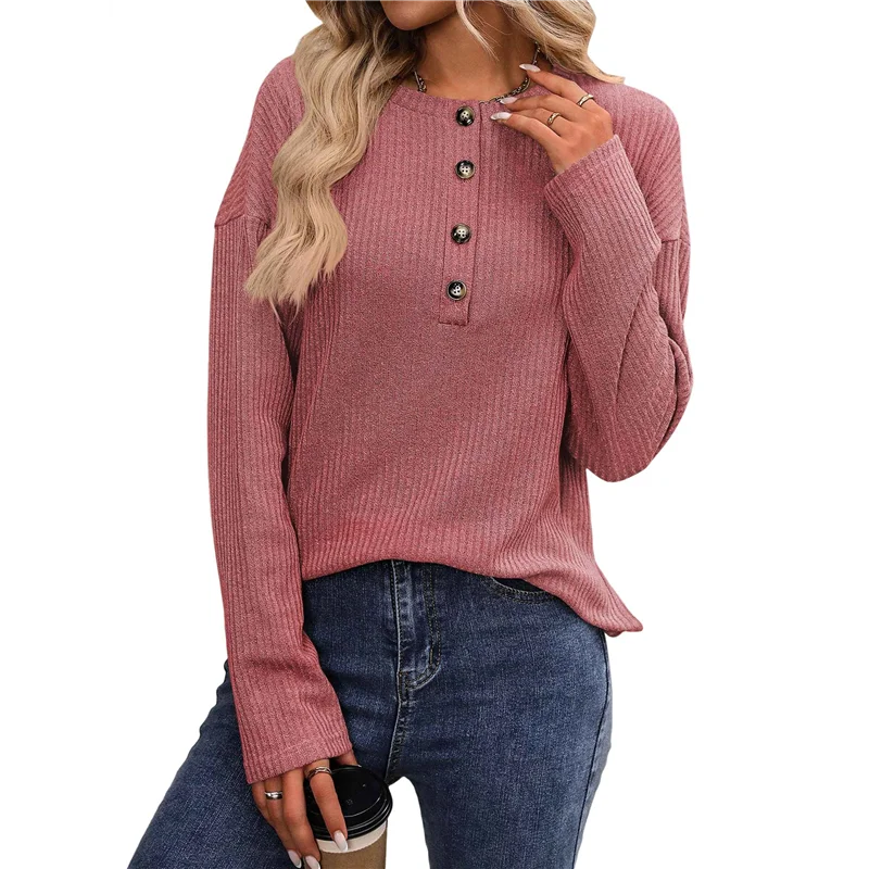 

Womens Henley Long Sleeve Shirt Fall Top V Neck Fashion Dreesy Casual Tunic Sweaters Clothes Trendy Work Outfits