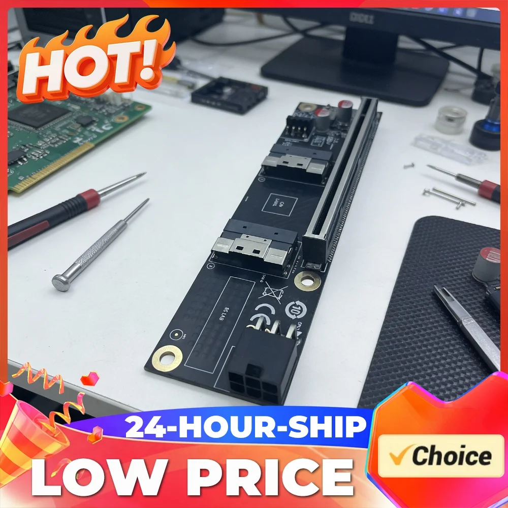 Discrete GPU Graphics Card U.2 SSD Extension Adapter PCI Express 4.0 X16 to SlimSAS SFF-8654 8i A-B Cable Converter Riser Cables