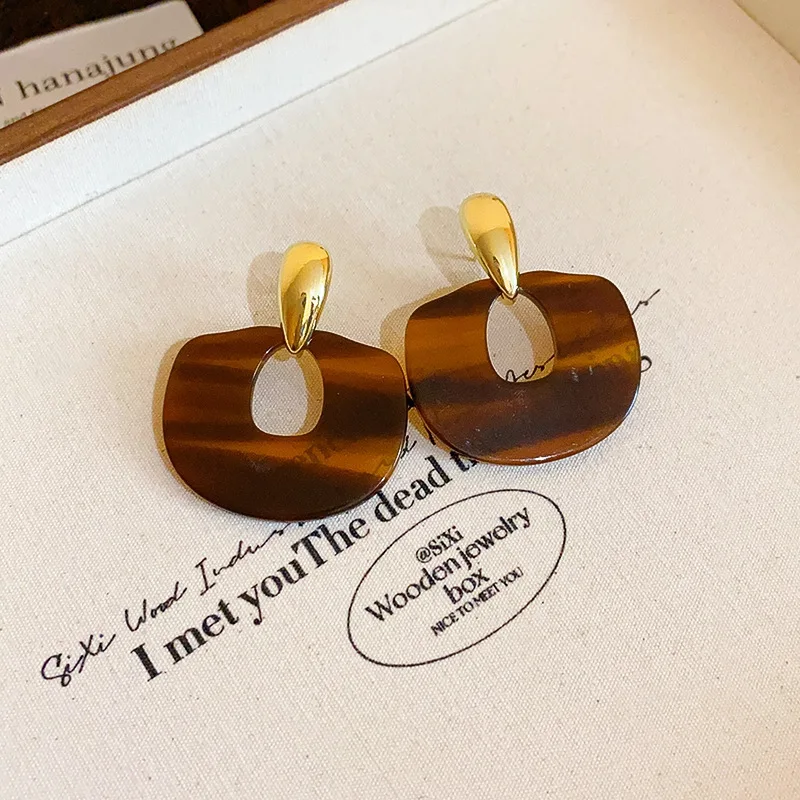 Women's Geometric Square Black White Striped Drop Earrings