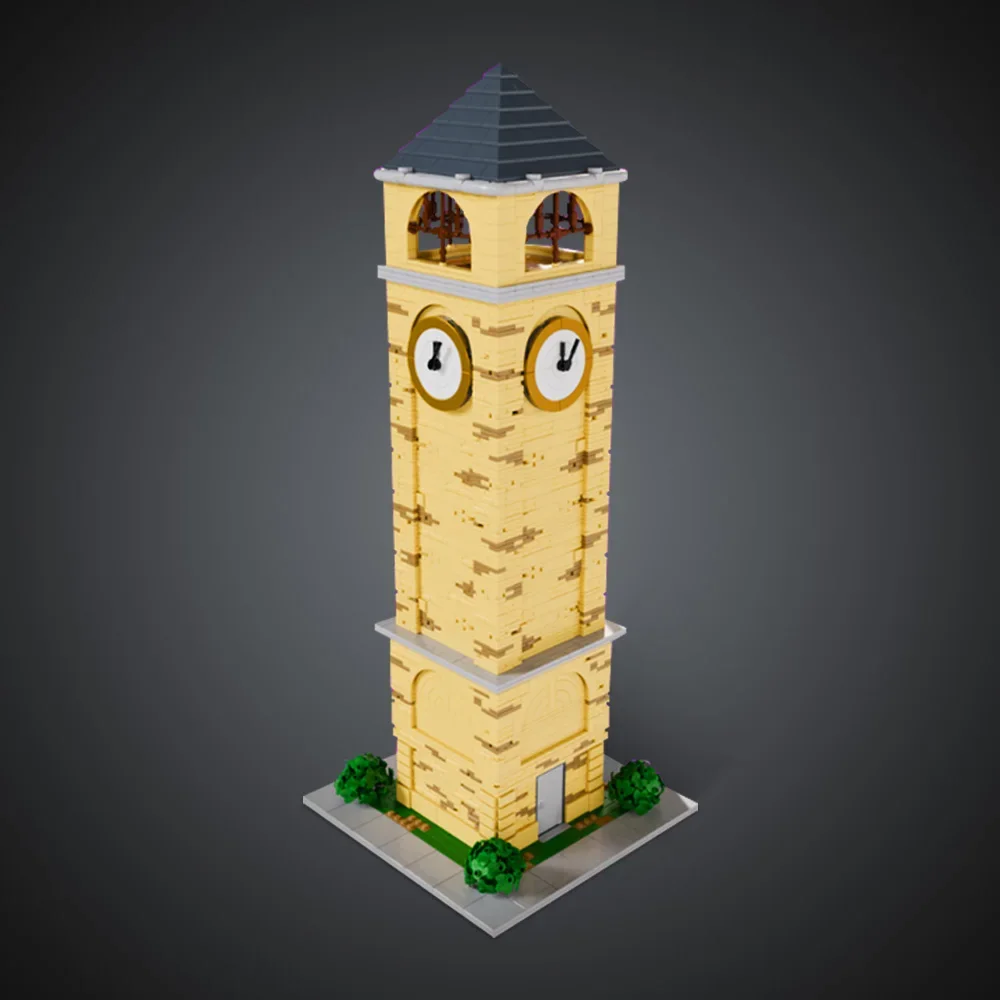 

MOC-200147 Tilted Towers Clock Tower Building Blocks Model Medieval Clock Tower Architecture Bricks DIY Assembly Toys Kids Gift